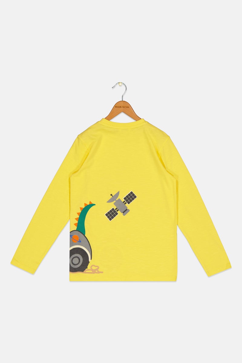 Hamleys Toddlers Boy Crew Neck Long Sleeves Graphic Print T-shirt, Yellow - Image 3
